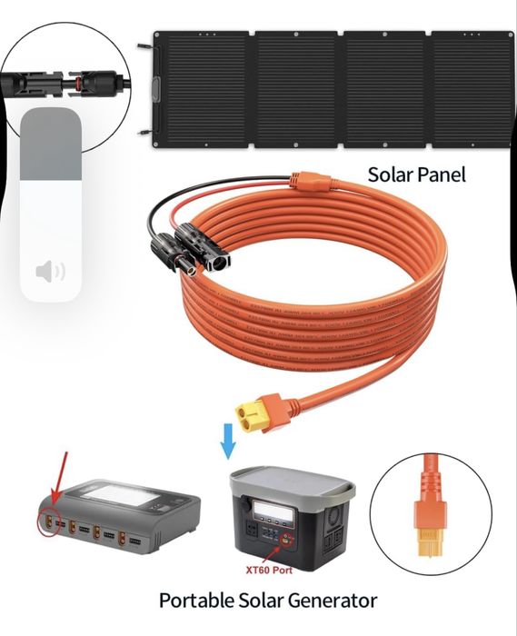 Кабель 5 метрів Tonton (MC4 - XT60/DC) - Новий!Ecoflow,Bluetti