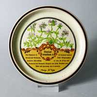 piękny talerz ceramiczny macierzanka zioła lata 70/80-te