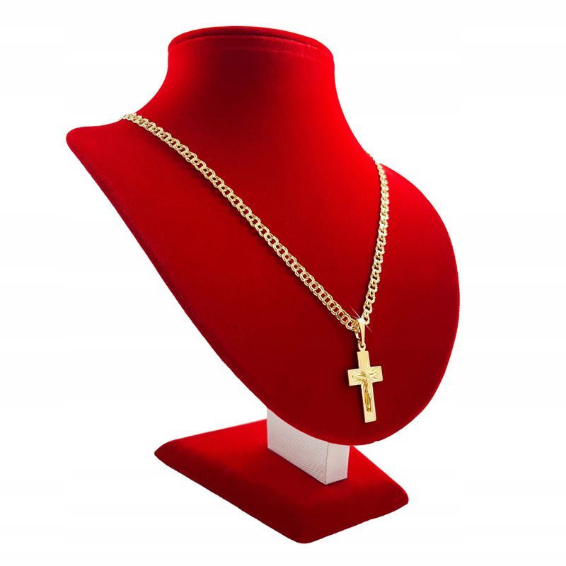 Złoty Łańcuszek Męski Splot Garibaldi 55cm+KRZYŻYK, Próba 925 Dla Chło