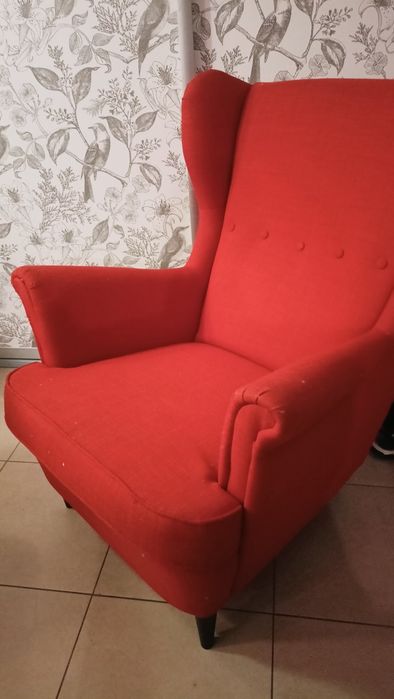 Fotel uszak czerwono pomarańczowy