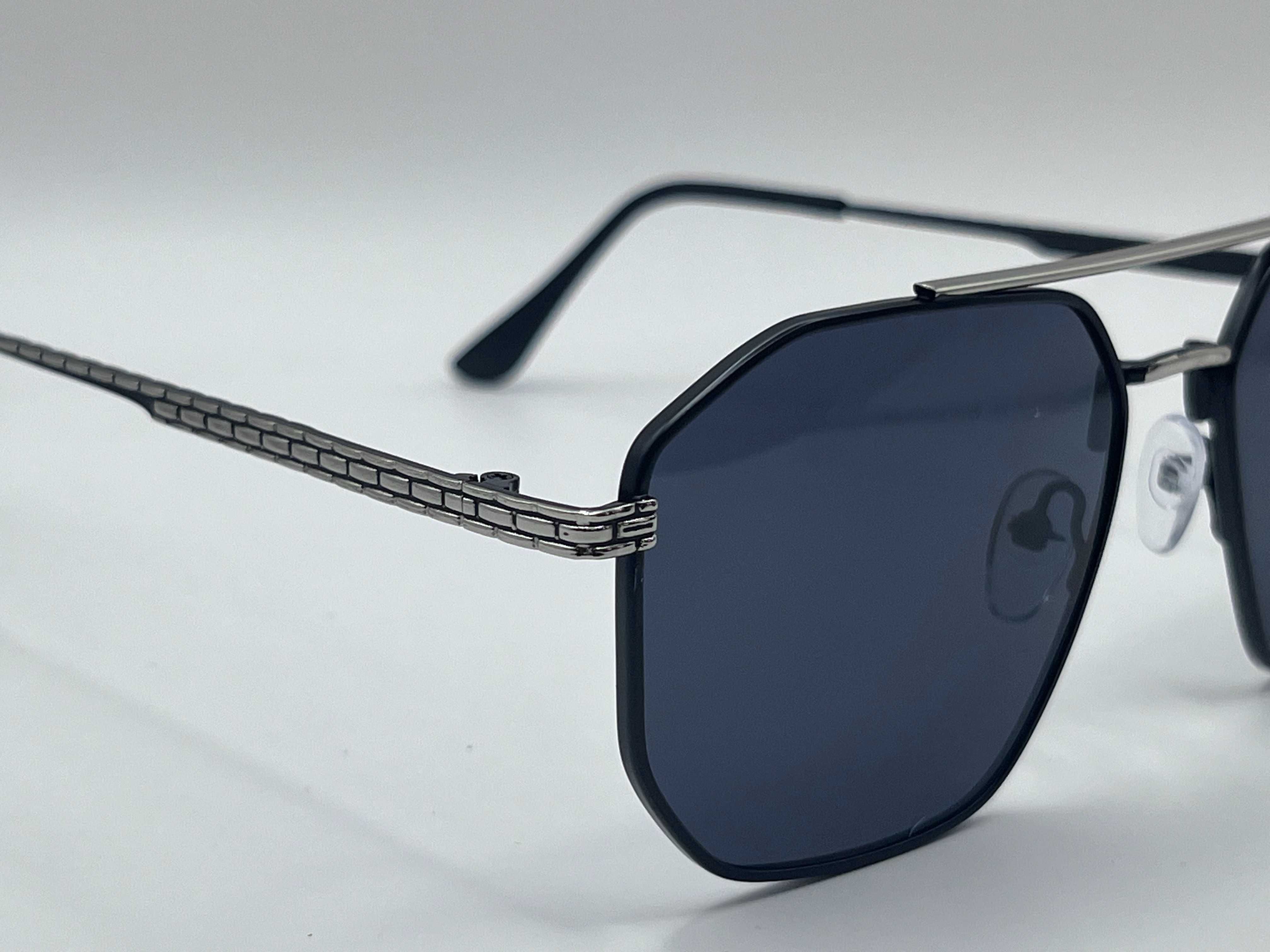 Okulary przeciwsłoneczne pilotki unisex srebrne grafitowe metalowe