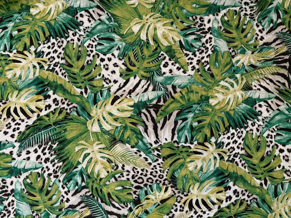 Zasłony 140x250cm 2szt zielone dżungla monstera liście cętki