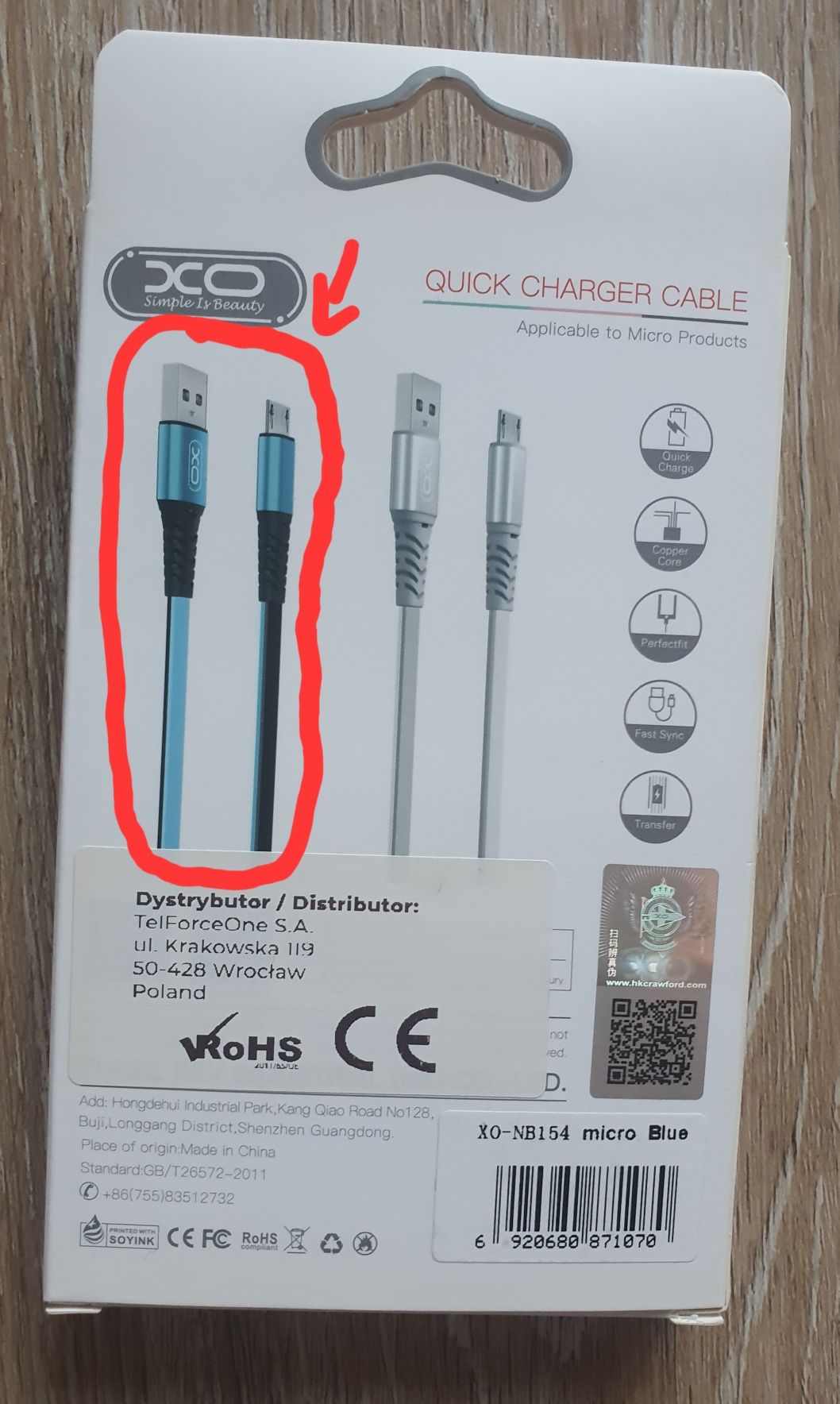 Kabel MICRO USB 1m