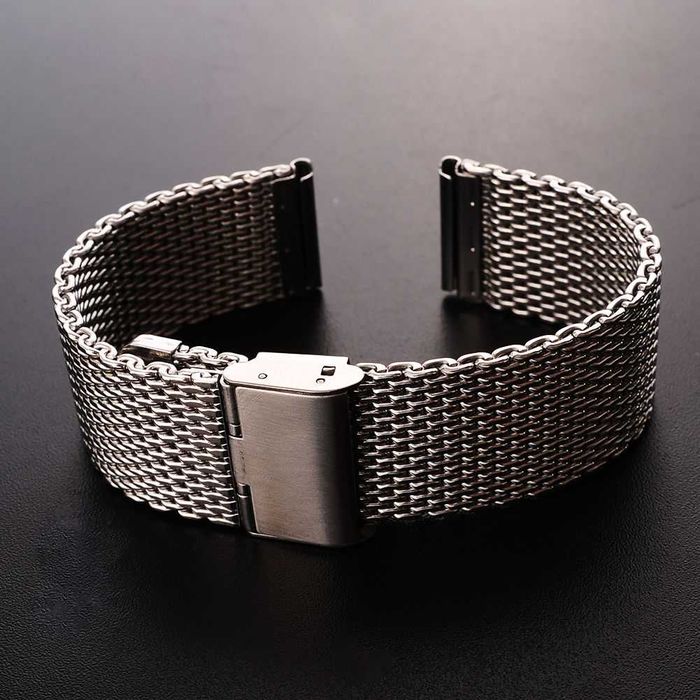 Bransoleta do zegarka mesh 18mm 22mm milano srebrna siatkowa