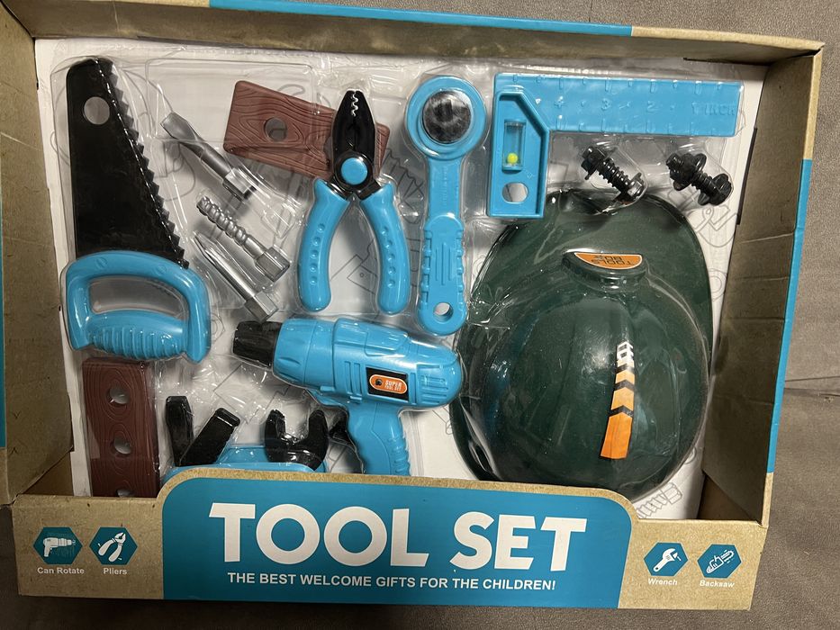 Детский набор строителя дрель пила кусачки детские чемодан стройка