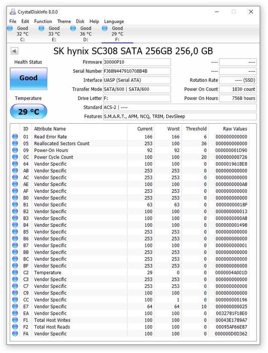 SSD Hynix 256GB M.2 2280 SATA HFS256G39TND