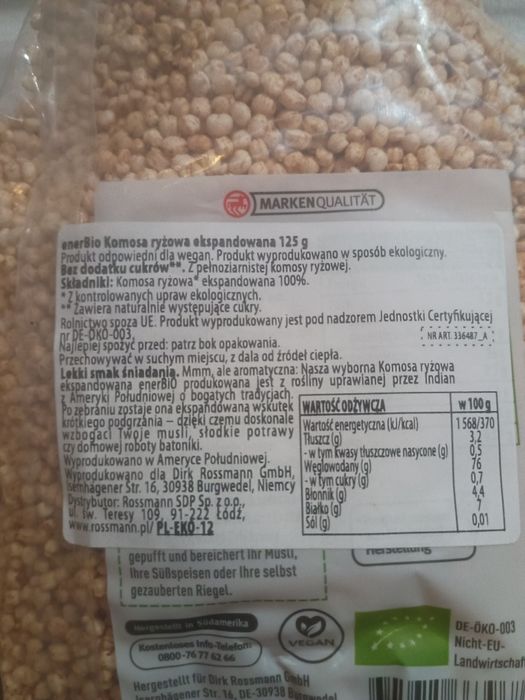 Nowa Komosa ryżowa ekspandowana