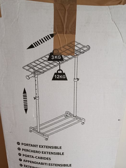 Charriot Roupa com prateleira e rodas removíveis