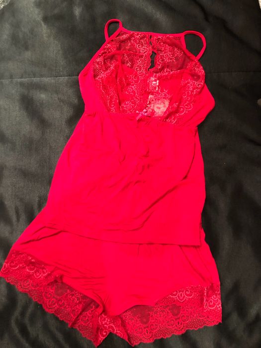 Sexi pidżama piżama komplet bielizna gee one s 36 walentynki karmazyn