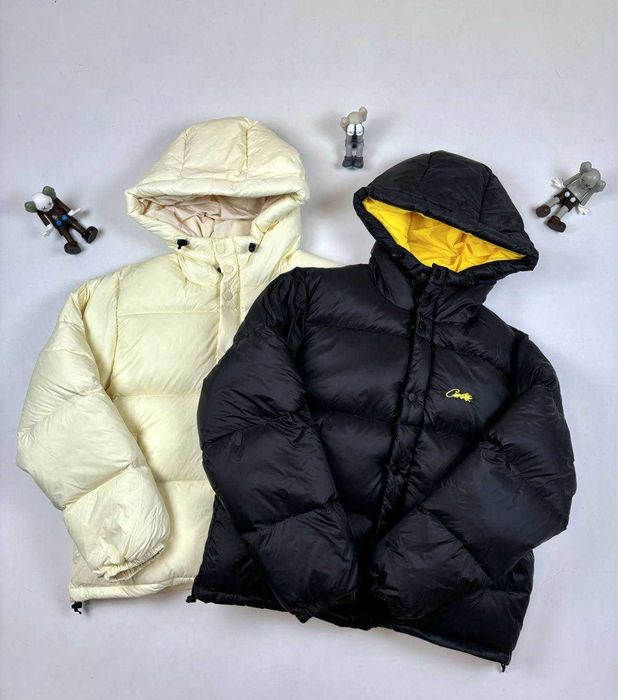 Куртка Corteiz пуховик / puffer пухан кортез чорний жовтий
