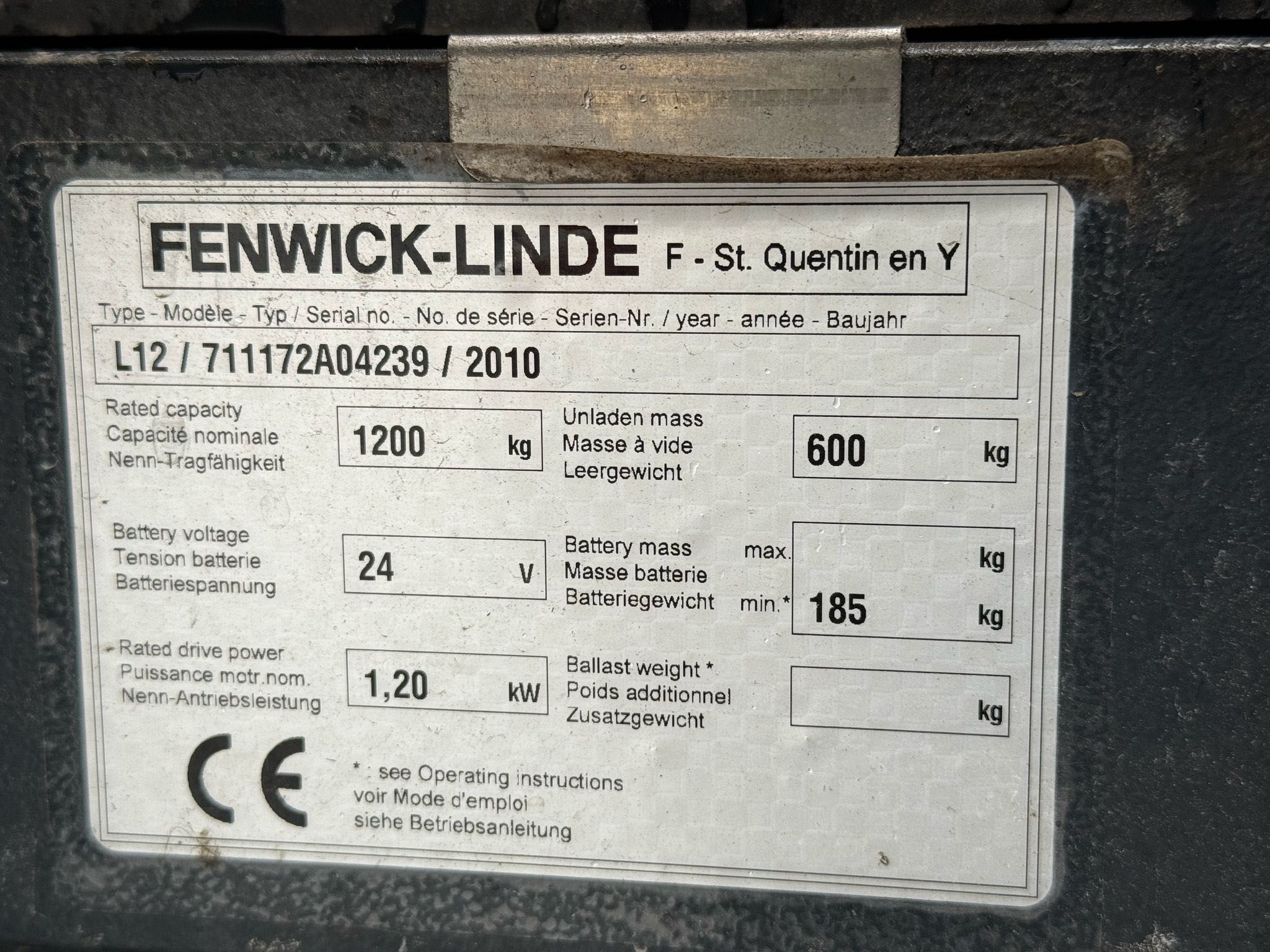 Linde L12 triplex 3,6m wózek paletowy z masztem wolny skok 232h