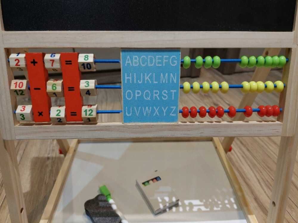 Dwustronna Tablica Edukacyjna Drewniana dla Dzieci 3w1 Magnetyczna