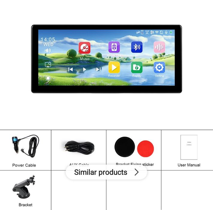 Autoradio portátil 9" CARPLAY Android Auto Cámara DVR rotativa 4K novo