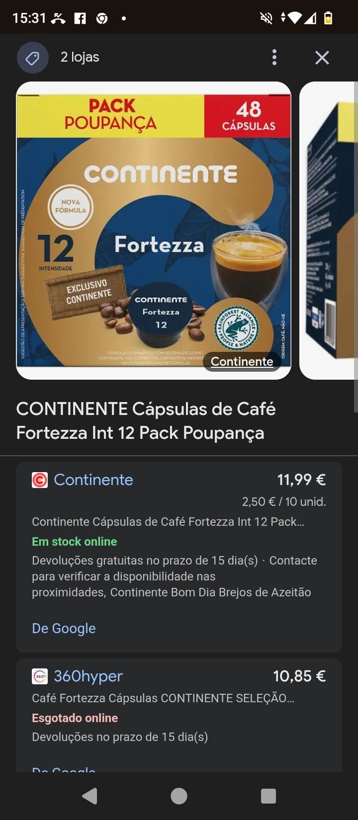 Máquina cafe continente com oferta de capsulas
