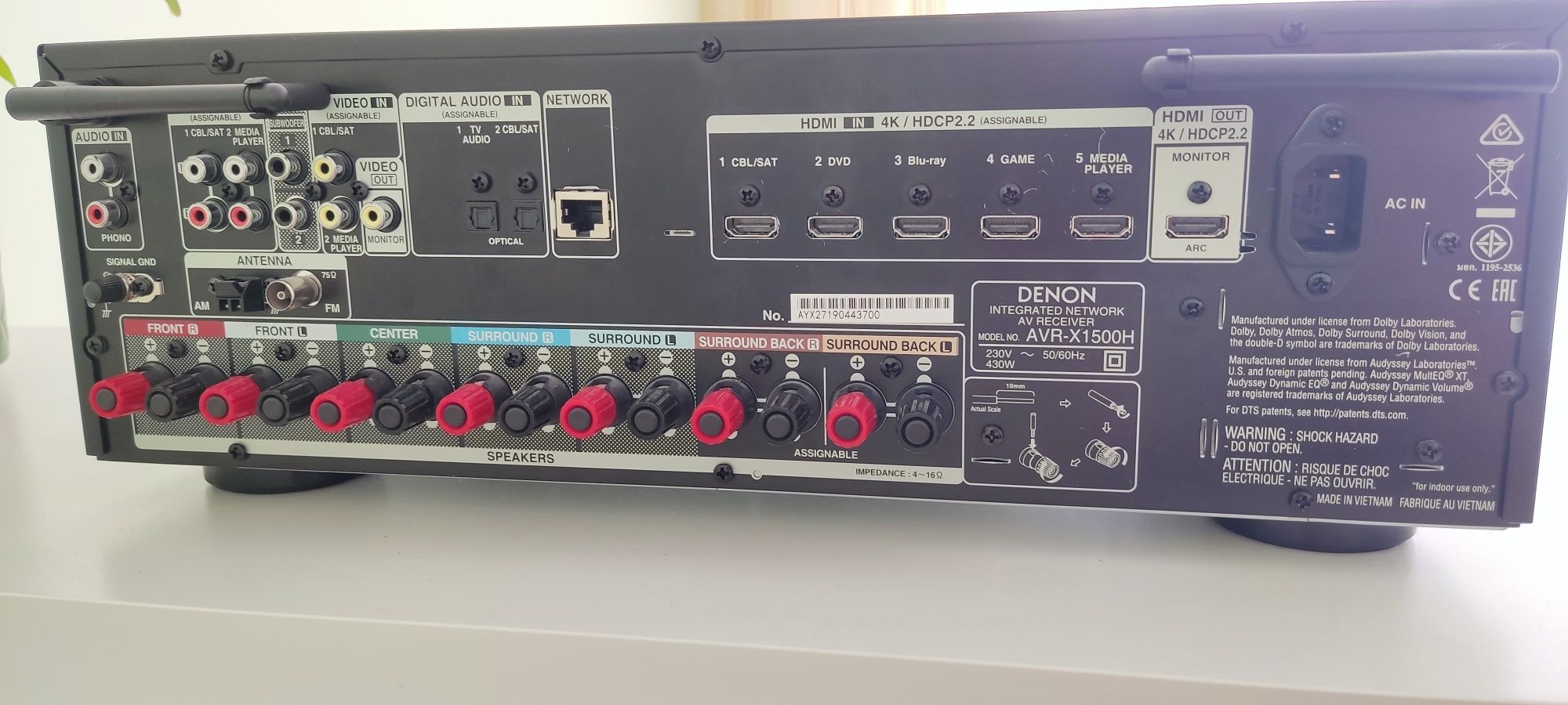 Amplituner denon AVR-X1500H / 7.2 / Dolby Atmos / 4K /
