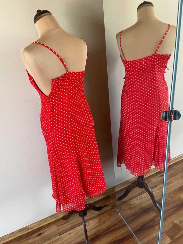 S m wallis czerwona maxi dluga midi sukienka   czerwona kropki 7/8