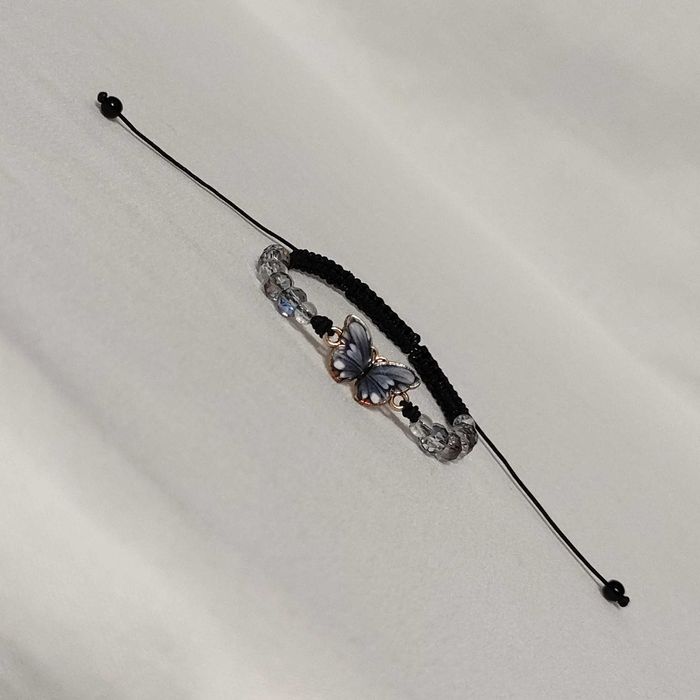 B314 Bransoletka Motyl makrama pleciona Handmade Rękodzieło