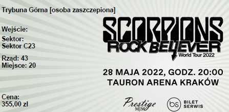 Bilety Scorpions - Kraków - 28 maja