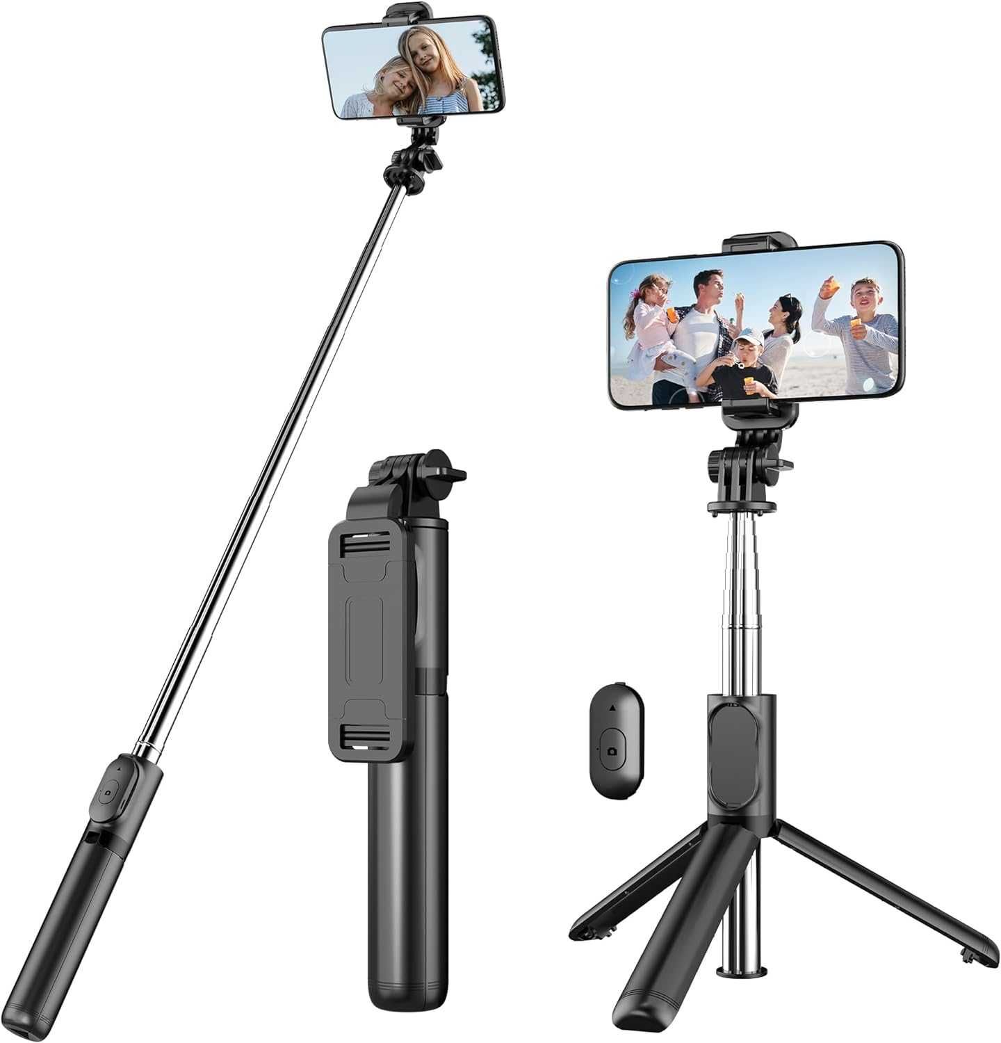 Selfie - stick KZOMKZOO Q01 + PILOT czarny turystyczny