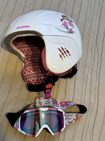 Kask Alpina z goglami, dziecięcy, rozmiar 51-55