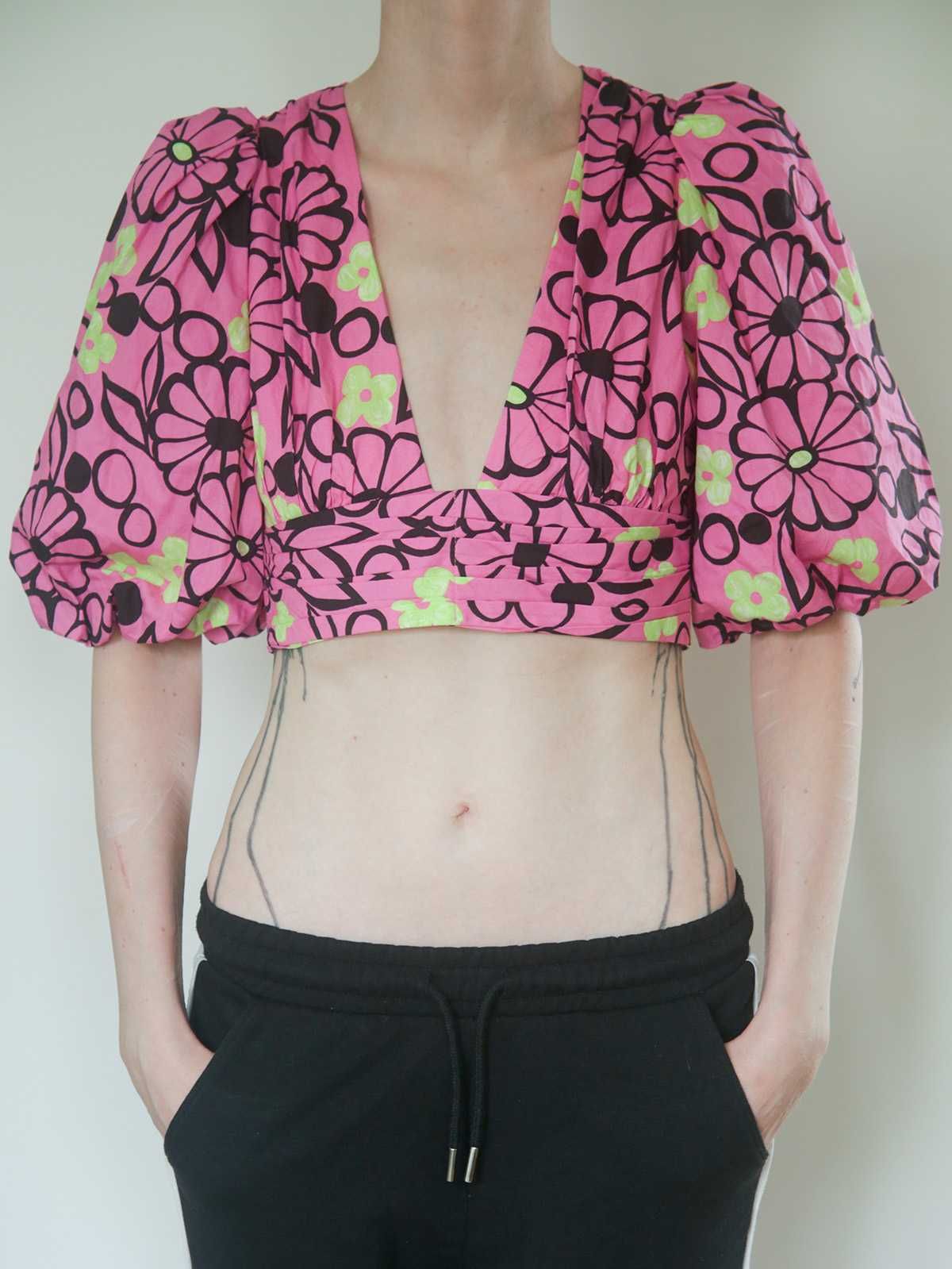 Kwiatowy crop top Zara S