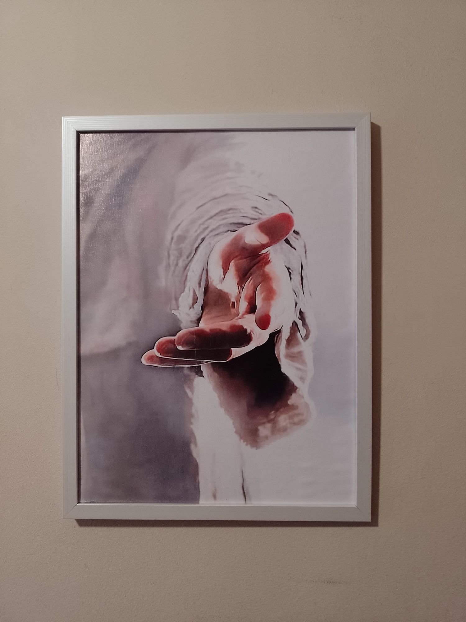 Obraz religijny komunia pamiątka Dłoń Jezusa w Ramie 40x30cm