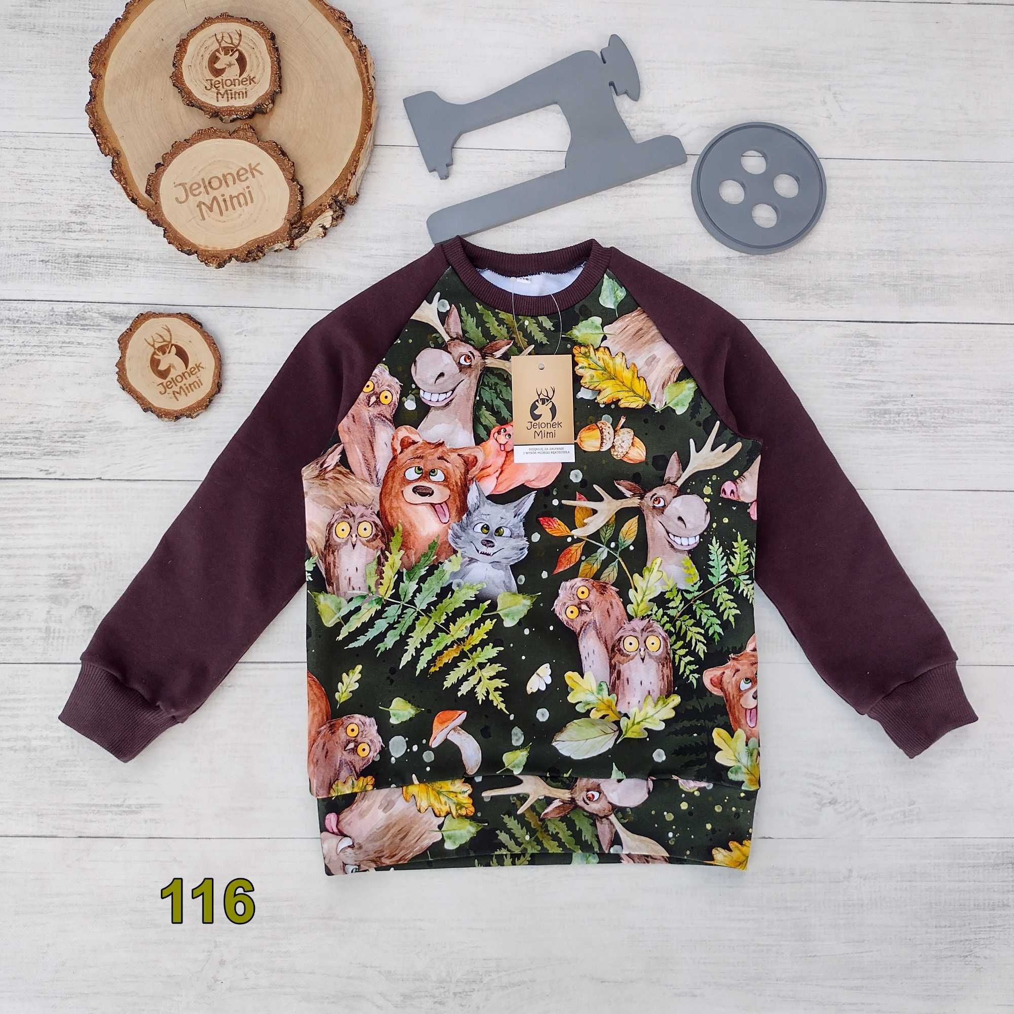 Bluza dresowa handmade zwierzaki rozmiar 116