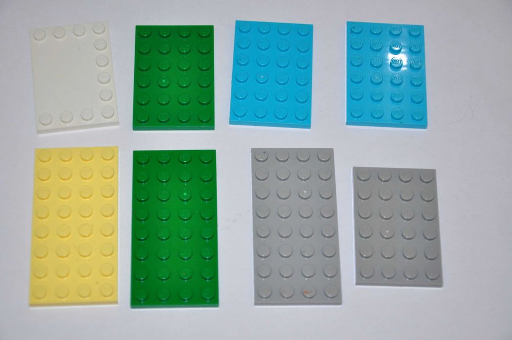 L4808. LEGO - Plate 4x6, 4x8, 6x6 mix kolorów, 8 szt.