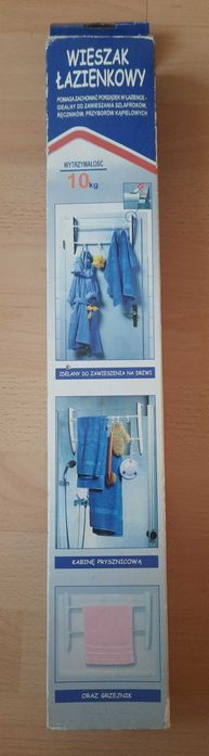 Wieszak łazienkowy na kabinę, drzwi, grzejnik