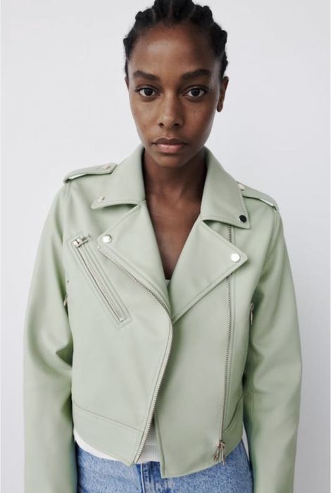 Куртка кохуса шкірянка еко шкіра фісташкова салатова м'ятна zara