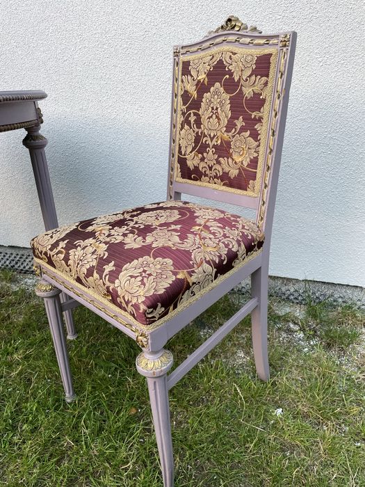 Komplet mebli Ludwik XIV XV, Kanapa, stolik, fotele, krzesła, stół