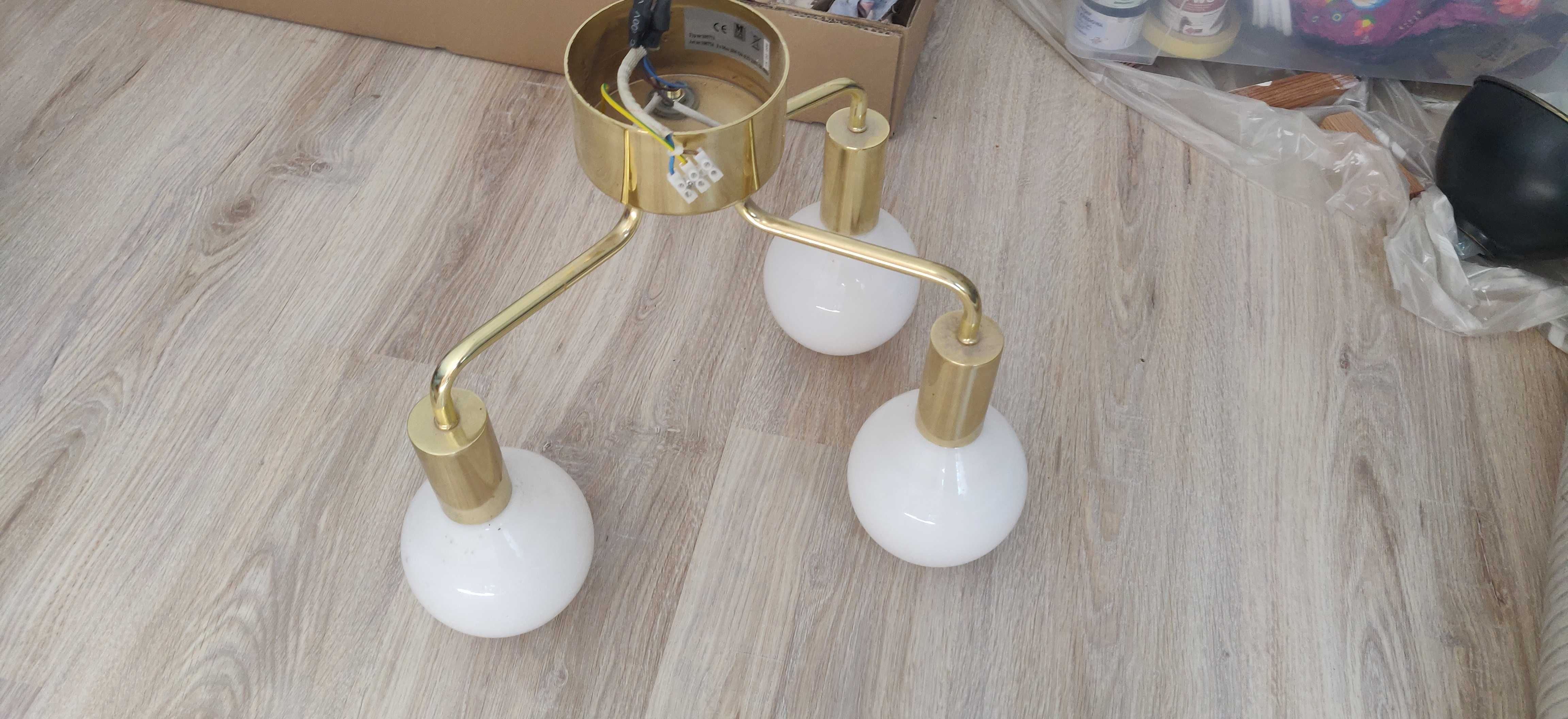 Lampa wisząca History 3-punktowa metalowa złota Black Red White