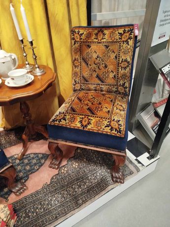 Fotel krzesło retro w stylu Ludwika vintage PRL glamour gobelin uszak