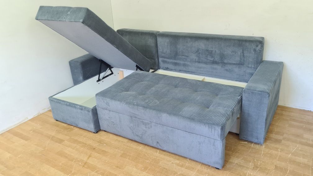 Nowy Narożnik sprężyny automat sztruks welur plusz kanapa sofa rogówka