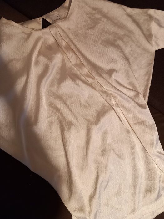 Biała perłowa koszula bluzka zara sztuszny jedwab nietoperz 36 S