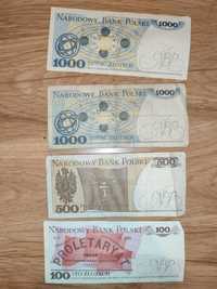 Banknoty kolekcjonerskie 2x1000, 500, 100 zł