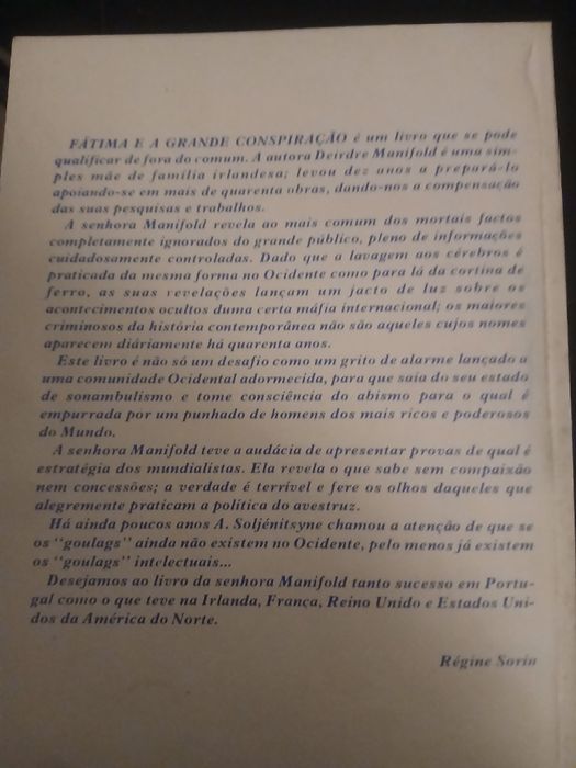 Fátima e a grande conspiração, Deirdre Manifold