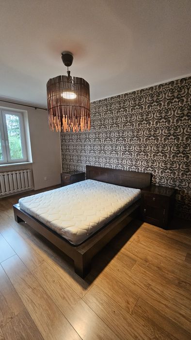 Meble Polaszek łóżko drewniane podwójne kolonialne z materacem