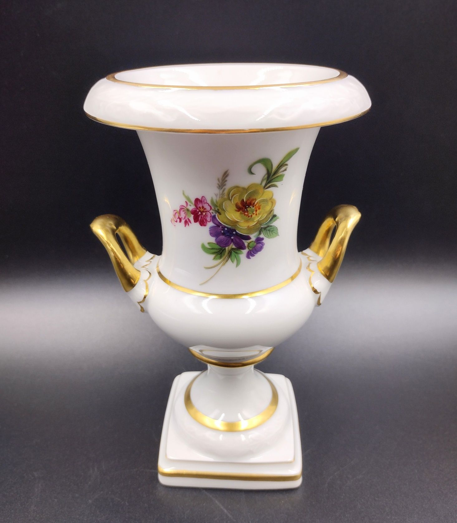 Wazon porcelanowy amfora antyk Kaiser Gloria kwiaty złocony puchar