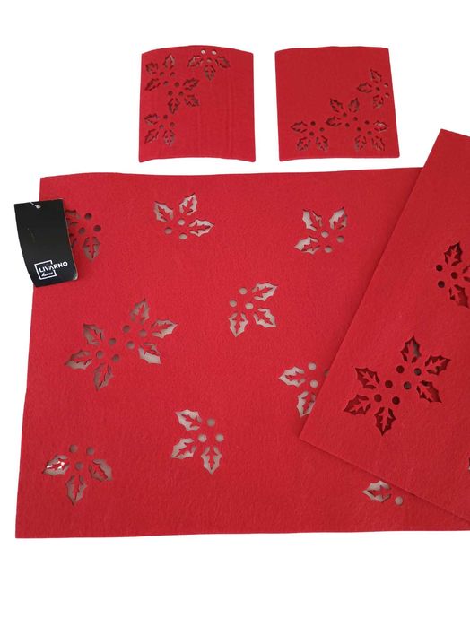 Zestaw mat filcowych świątecznych czerwonych 4 szt Boże Narodzenie