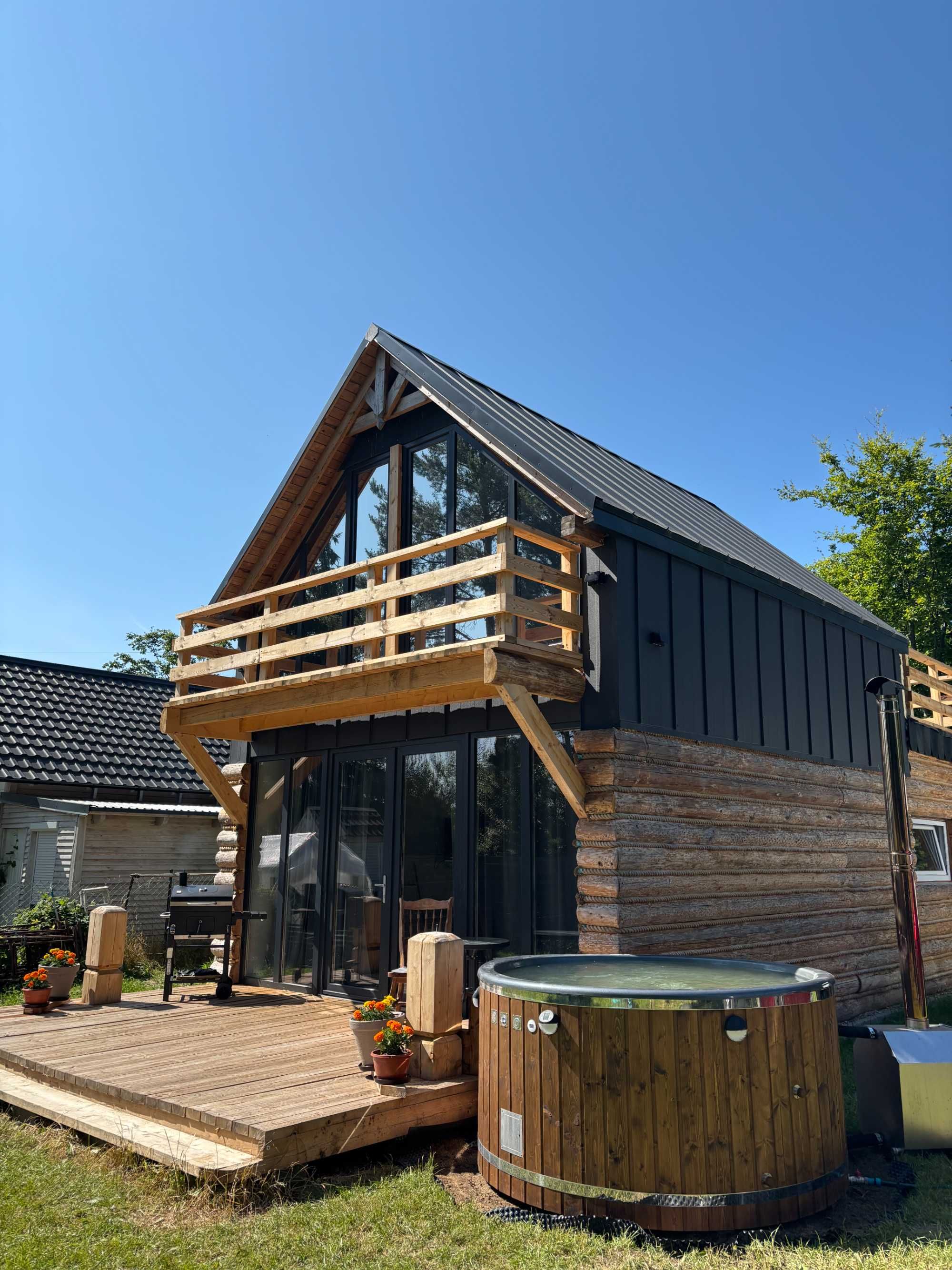 Domek w stylu stodoły z jacuzzi i balią, dostępem do prywatnej plaży