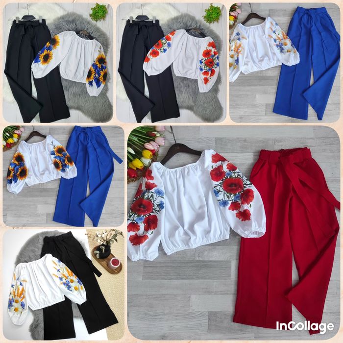 костюм: Брюки палаццо + блузка 134,140,146,152,158,164