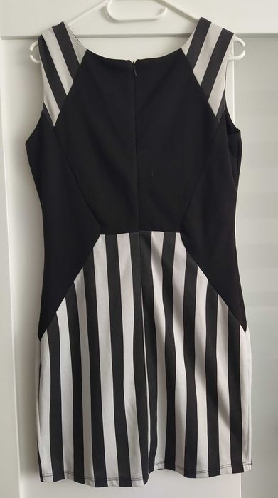 Biało-czarna sukienka paski M/L