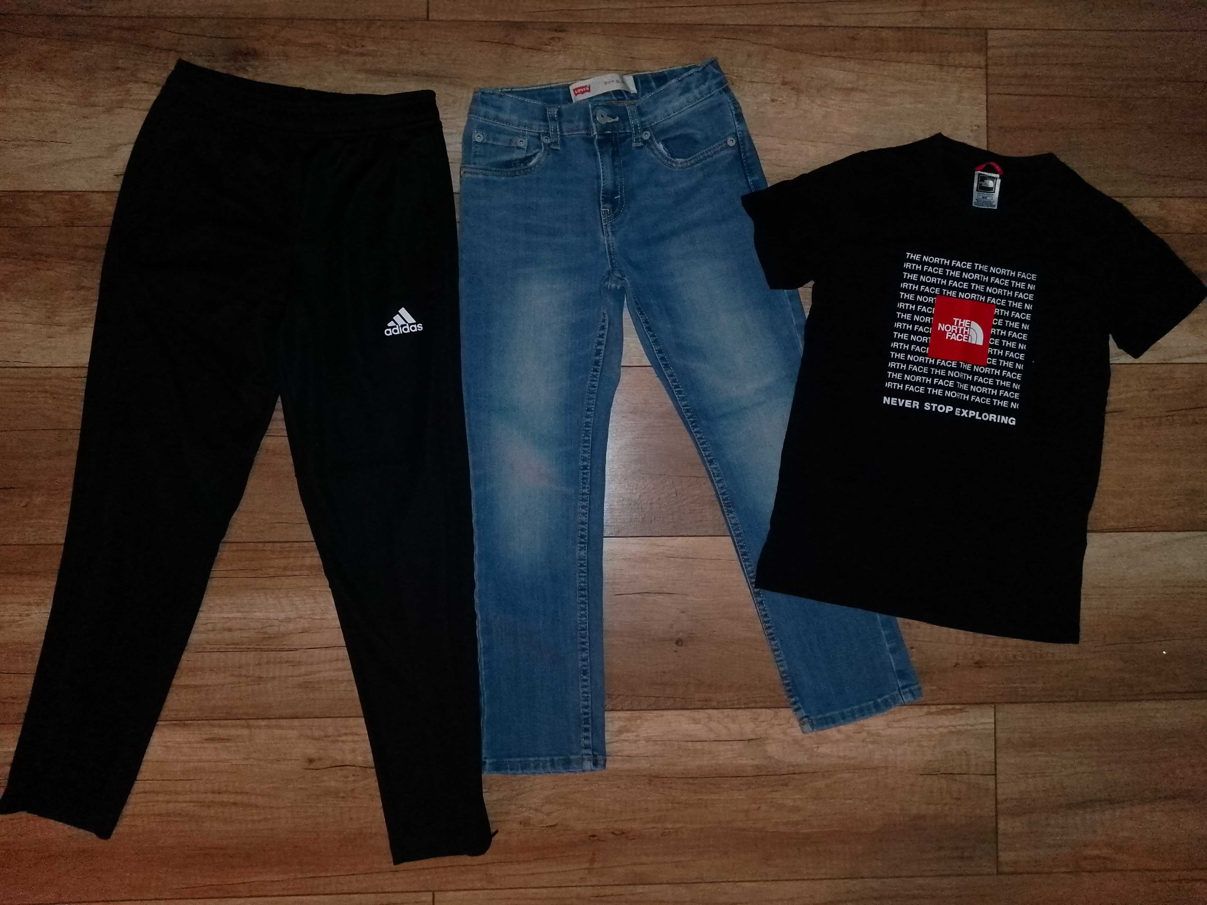 Zestaw spodnie adidas levis, koszulka TNF -128 -140 cm 8-9 lat