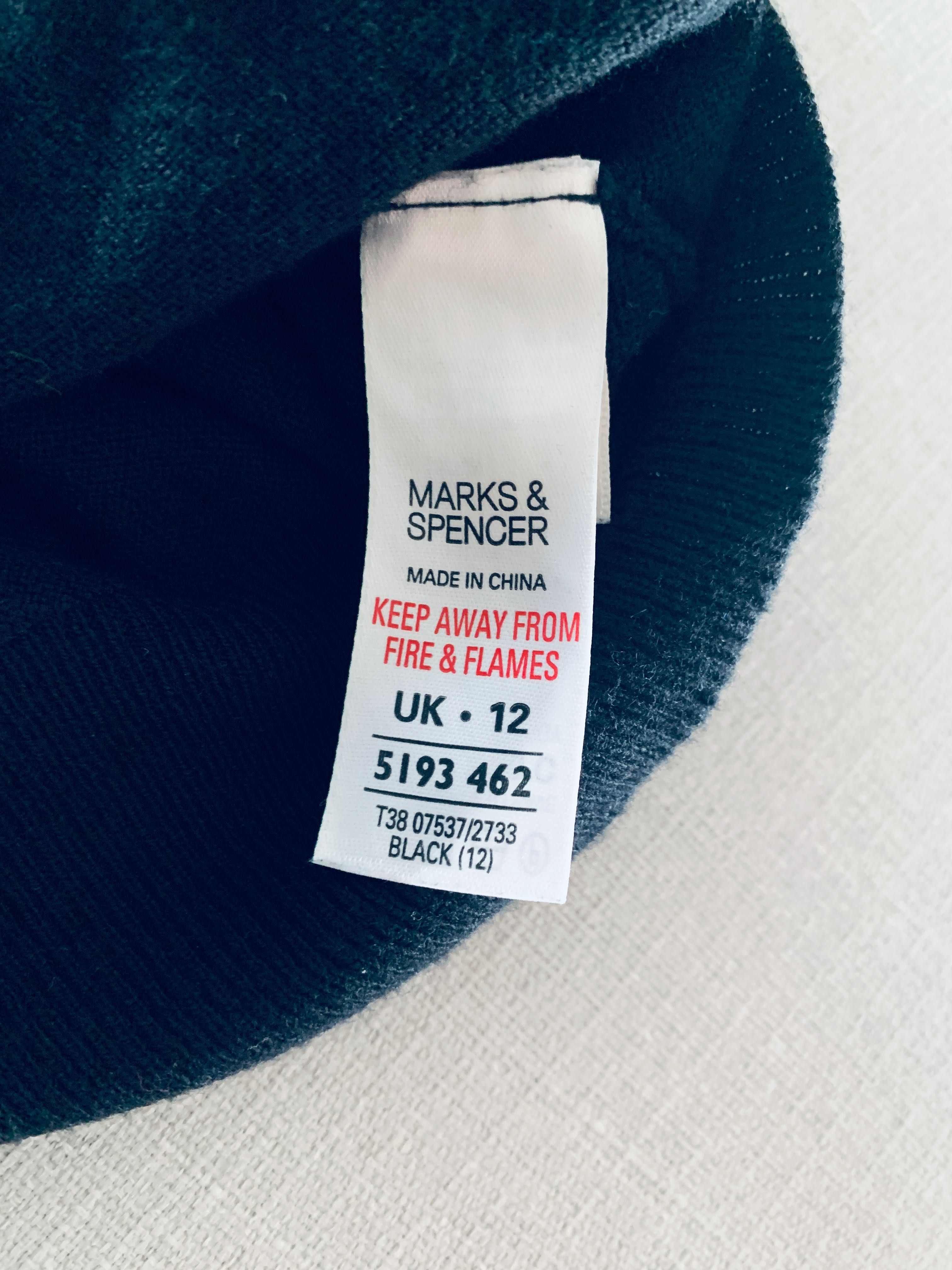 Czarny sweter z ażurowym zdobieniem – Marks & Spencer 12 40 boho