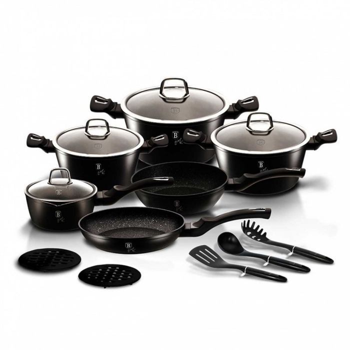 zestaw garnków granitowych 15 elem. berlinger bh-6155 black silver