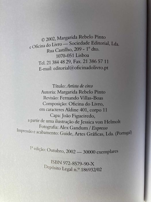 Artista de Circo, de Margarida Rebelo Pinto