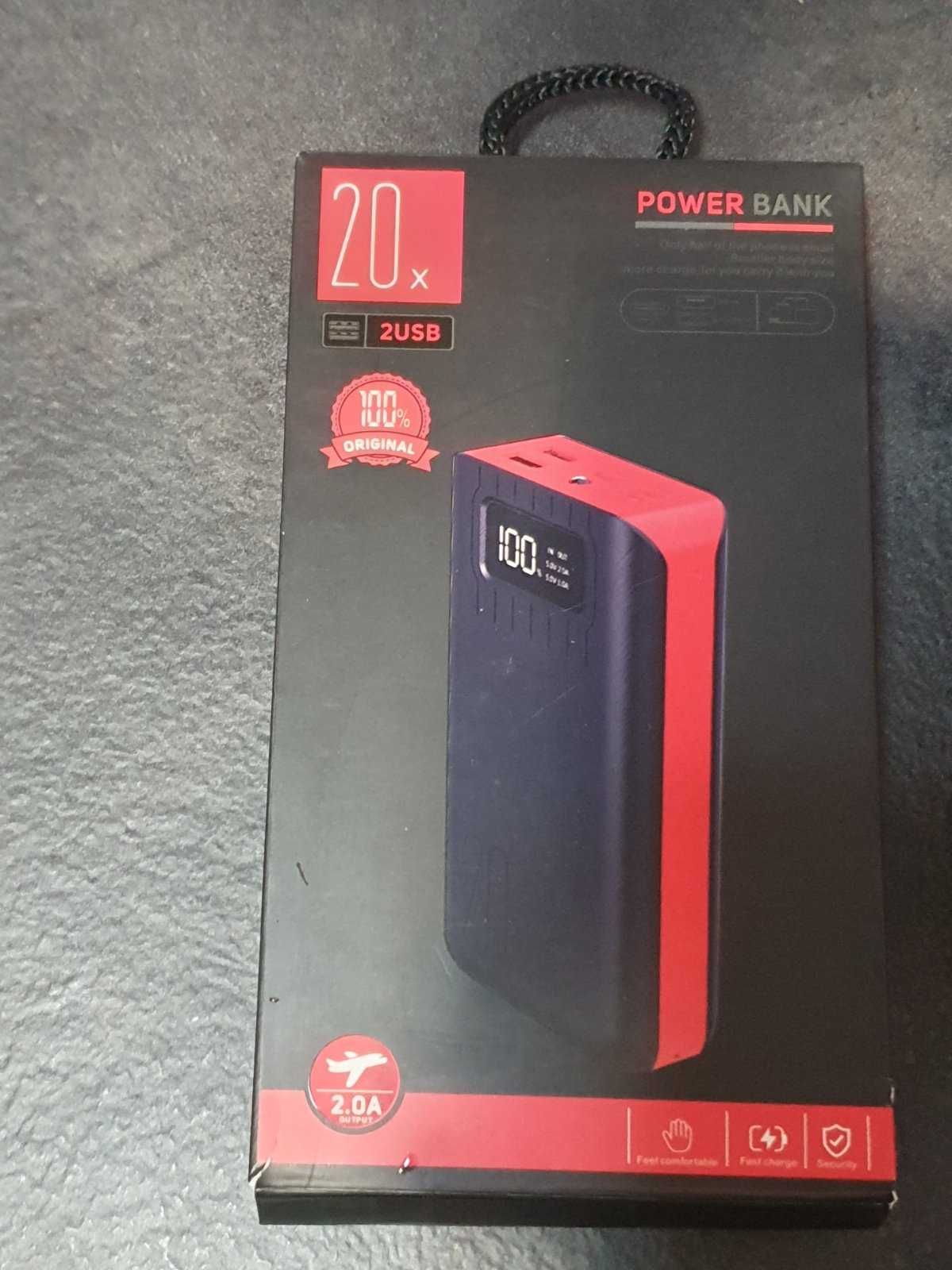 Повербанк. Power bank. Паурбанк  с LED дисплеем 20000mAh. фонарик