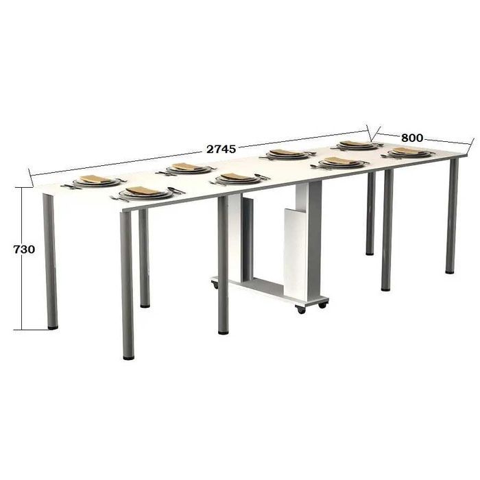 Стіл-книжка Родинний розкладний 80х73х18-274 см з хромованими опорами