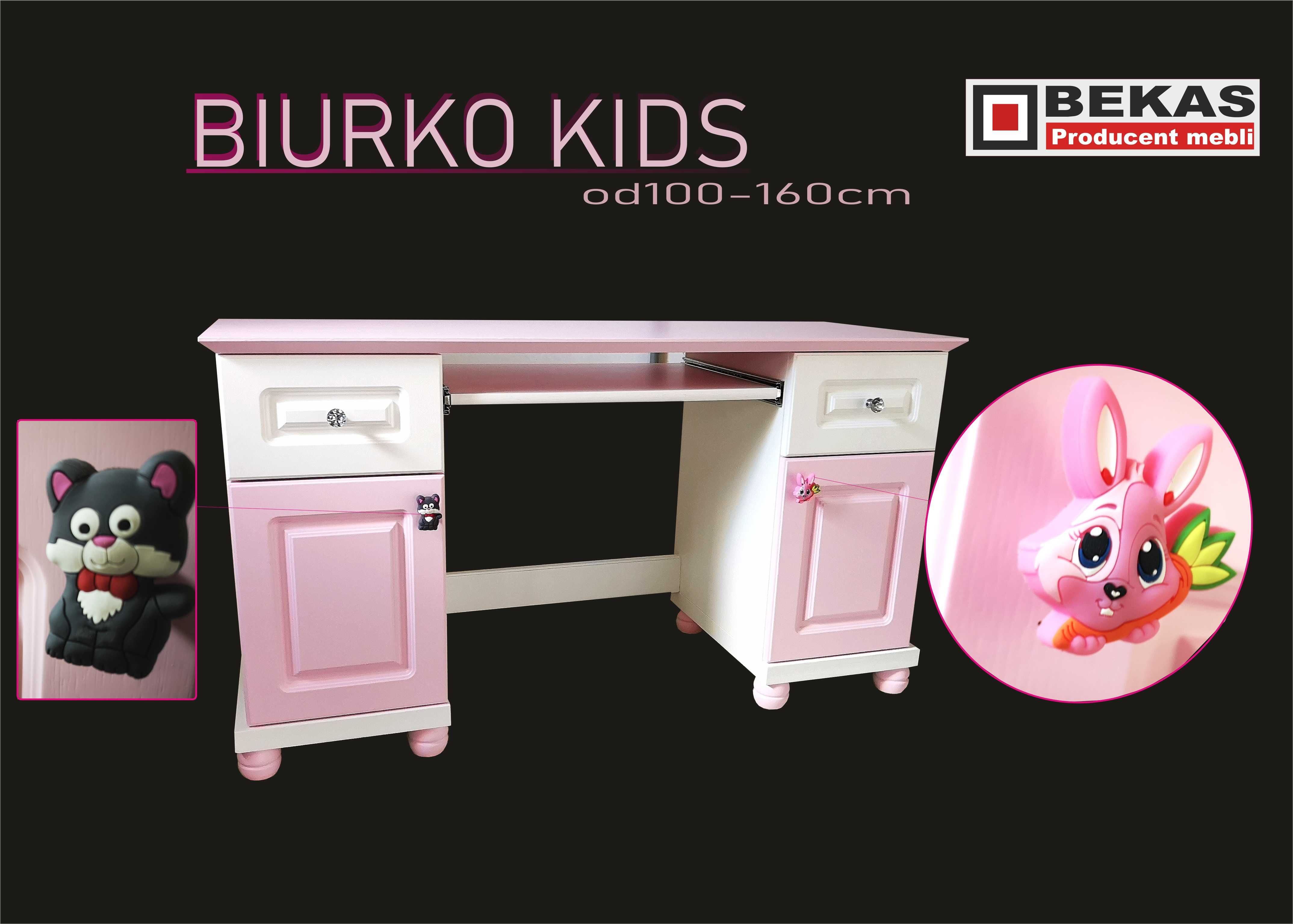 Śliczne Biurko KIDS 120 KSIĘŻNICZKI Pink White OAK Dąb BEKAS Producent